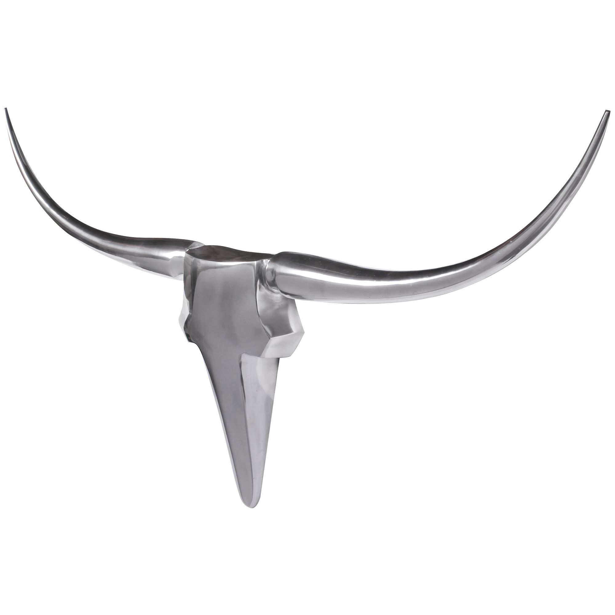 Image of Decorative Antler Bull M Fb37875 Silver 100 Cm Aluminum Design Horns, Wall Decoration Horn Modern, Wall Sculpture Antler Hunting Trophy Metal, Longhorn Wall Decor Large