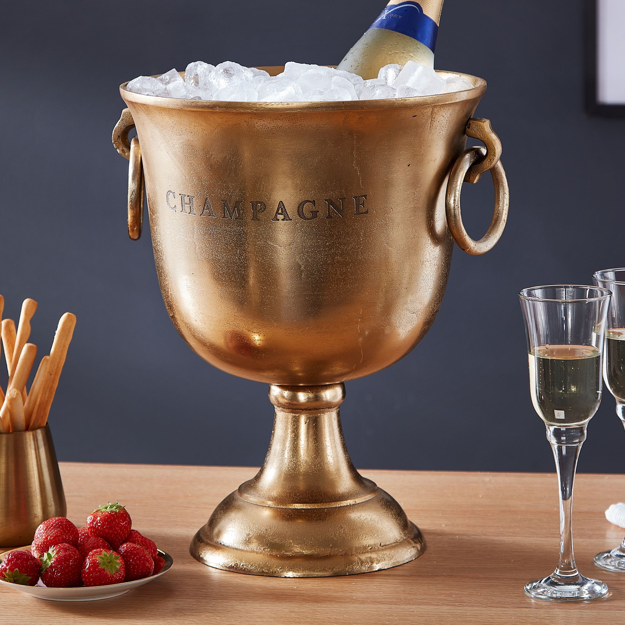 Image of Cooler 28.5x37.5x28.5 Cm Solid Aluminum Large Sparkling Wine Cooler, Bottle Cooler, Beverage Cooler For Table, Cooler For - Wine - Sparkling Wine