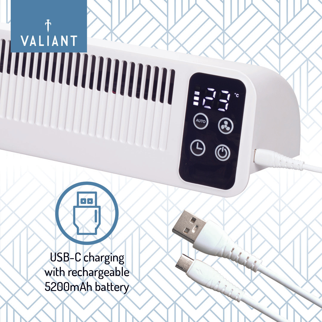 Valiant Radiator Fan – Triple Fan Heat Booster, Quiet, Rechargeable, Magnetic Fit