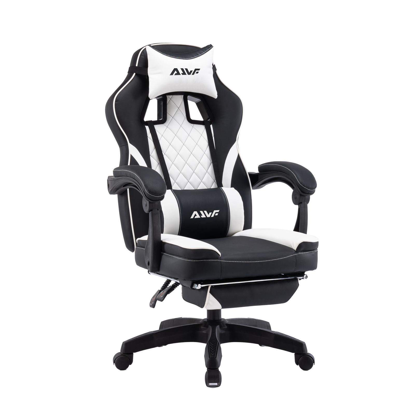 Ergonomische Gamingstoel met Ottomaan Armleuningen - 155° Inversie, Hoge Rugleuning, Verstelbare Hoofdsteun en Armleuningen, Zwart-Wit Design, Gevoerde Zitting voor Kantoor en PC Werkstation, Fashion Avatar X | Soepel Bewegende Wieltjes, Gamingstoel voor Volwassenen