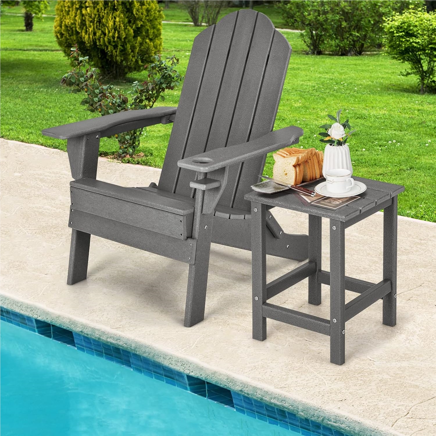 Small Garden Table Made Of Hdpe, Side Table Up To 150 Kg, Side Table, Balcony Table, Weatherproof For Garden, Patio