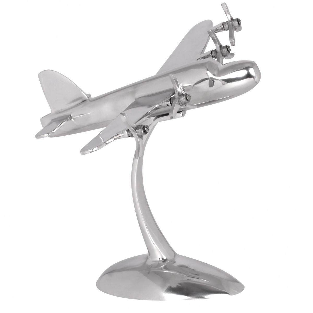 Image of Design Decorative Propeller Airplane 42 X 30 X 30 Aluminum, Aluminum Aircraft Gift Idea Table Decoration With Stand