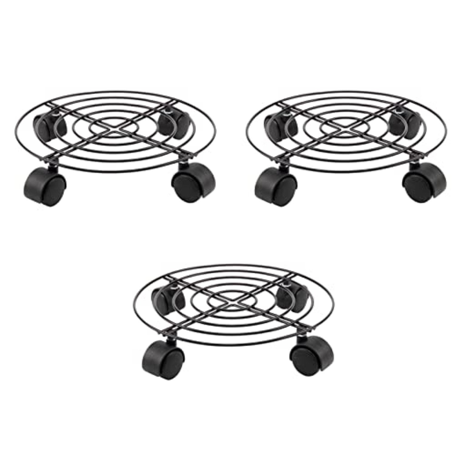 E-shop 3er Pack Metall Pflanzen Caddy Schwerlast beweglich Metall Pflanzenwagen