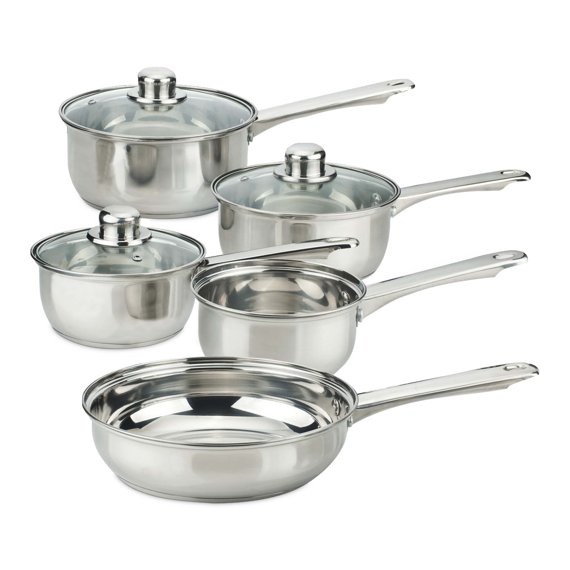 item picture     induction based stainless steel 3pcs 5pce pots pans sets with lids 5 options   fast   from uk seller