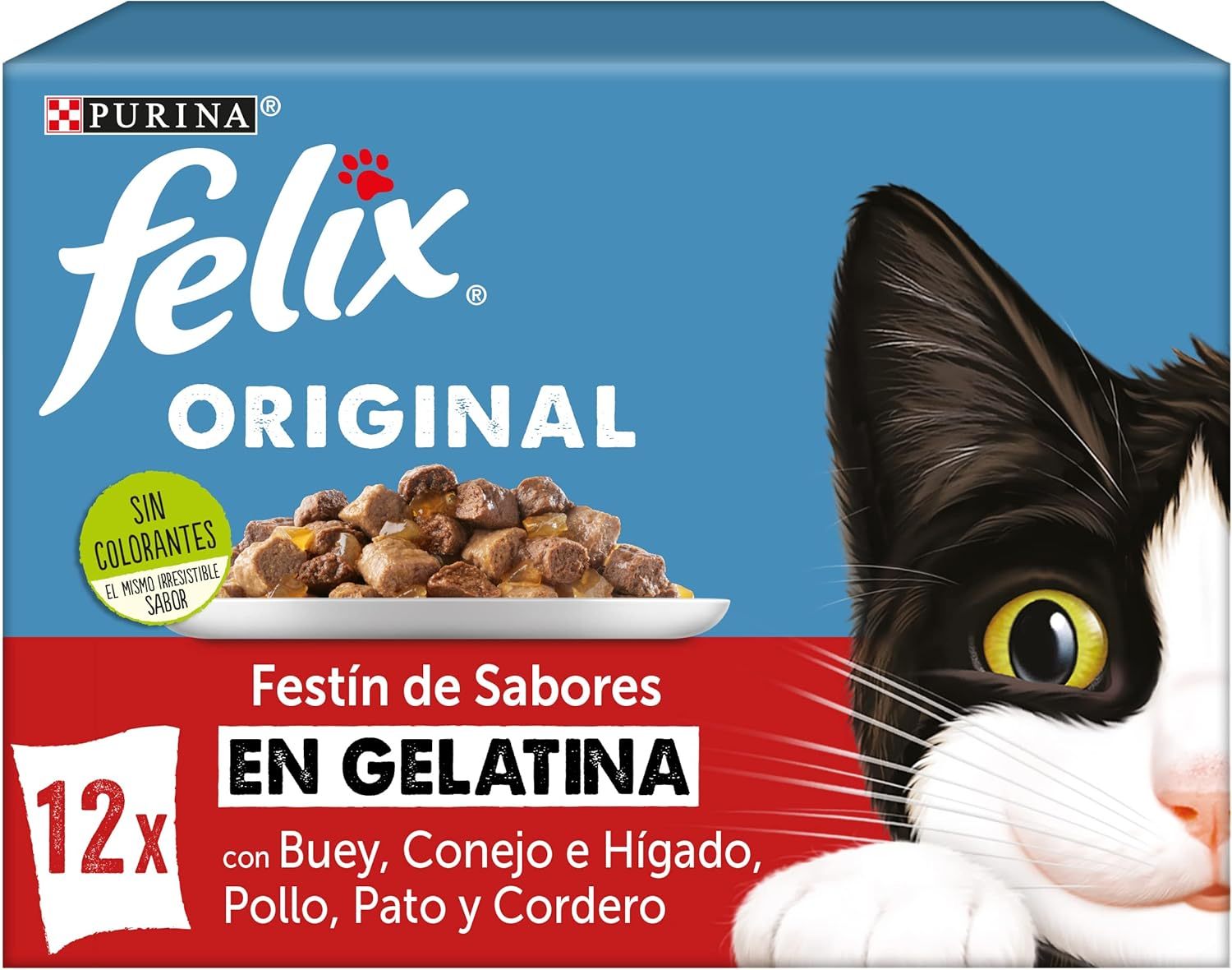 Purina Felix ORIGINAL Nourriture Humide en Gelée pour Chats Adultes, Assortiment de Viandes, 12 Sachets de 85g