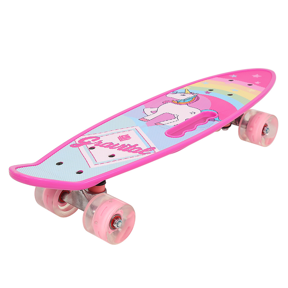 TEMU Complete Skateboard, Mini Cruiser Skateboard For Adults, Flashing Wheels, Skate 59x15cm (pink)