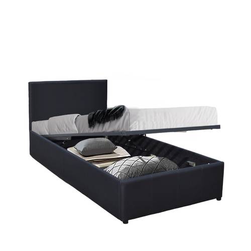faux leather gas lift ottoman storage bed in black or brown 3ft 4ft 4ft6 or 5ft sizes