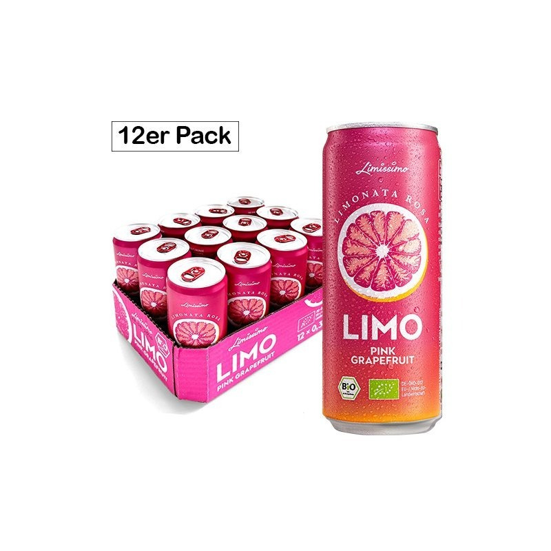 TEMU Limissimo Rosa Pink Grapefruit Bio-Limonade (12 x 330ml) super fruchtig – Naturales Erfrischungsgetränk – Grapefruit-Limo bio und vegan