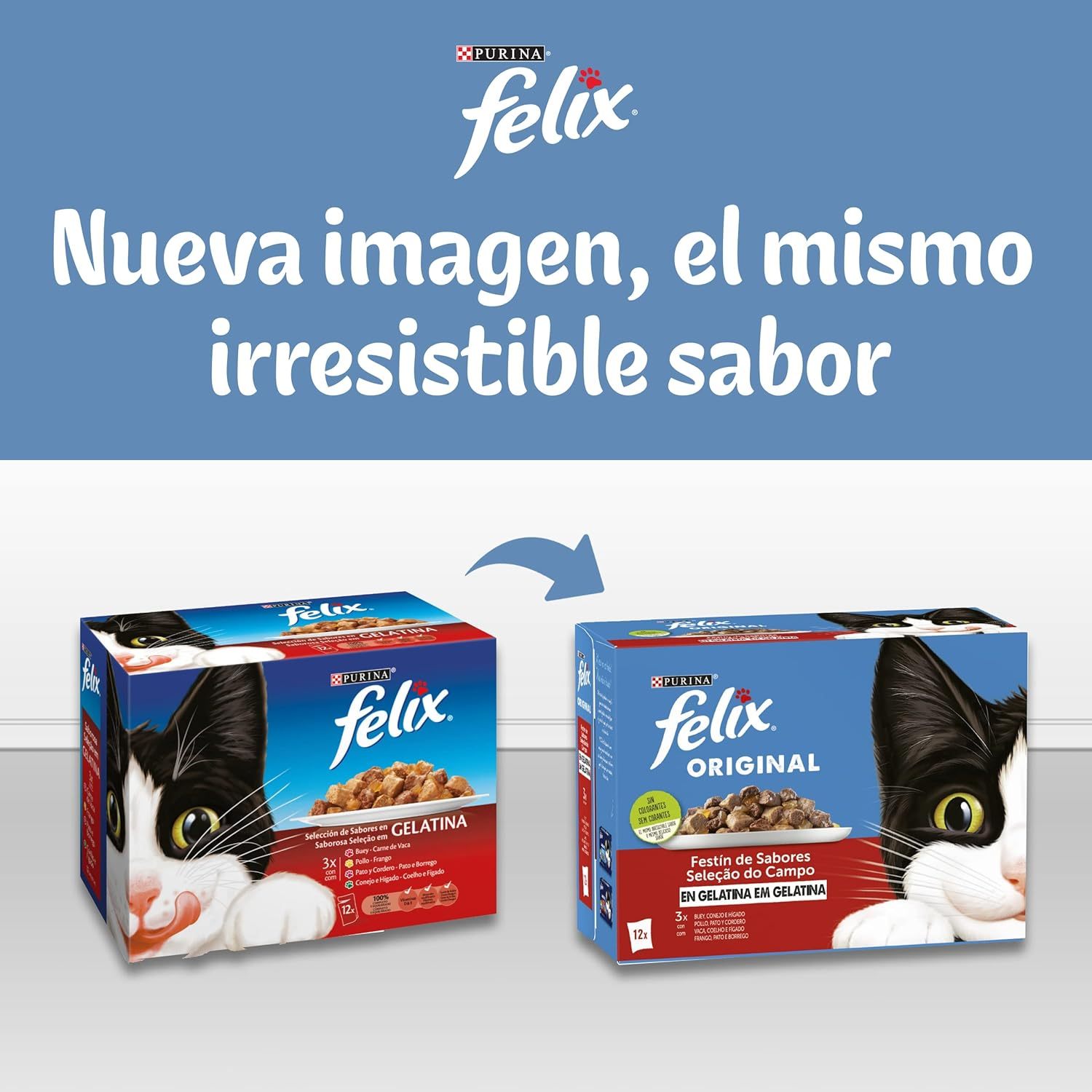 Purina Felix ORIGINAL Nourriture Humide en Gelée pour Chats Adultes, Assortiment de Viandes, 12 Sachets de 85g