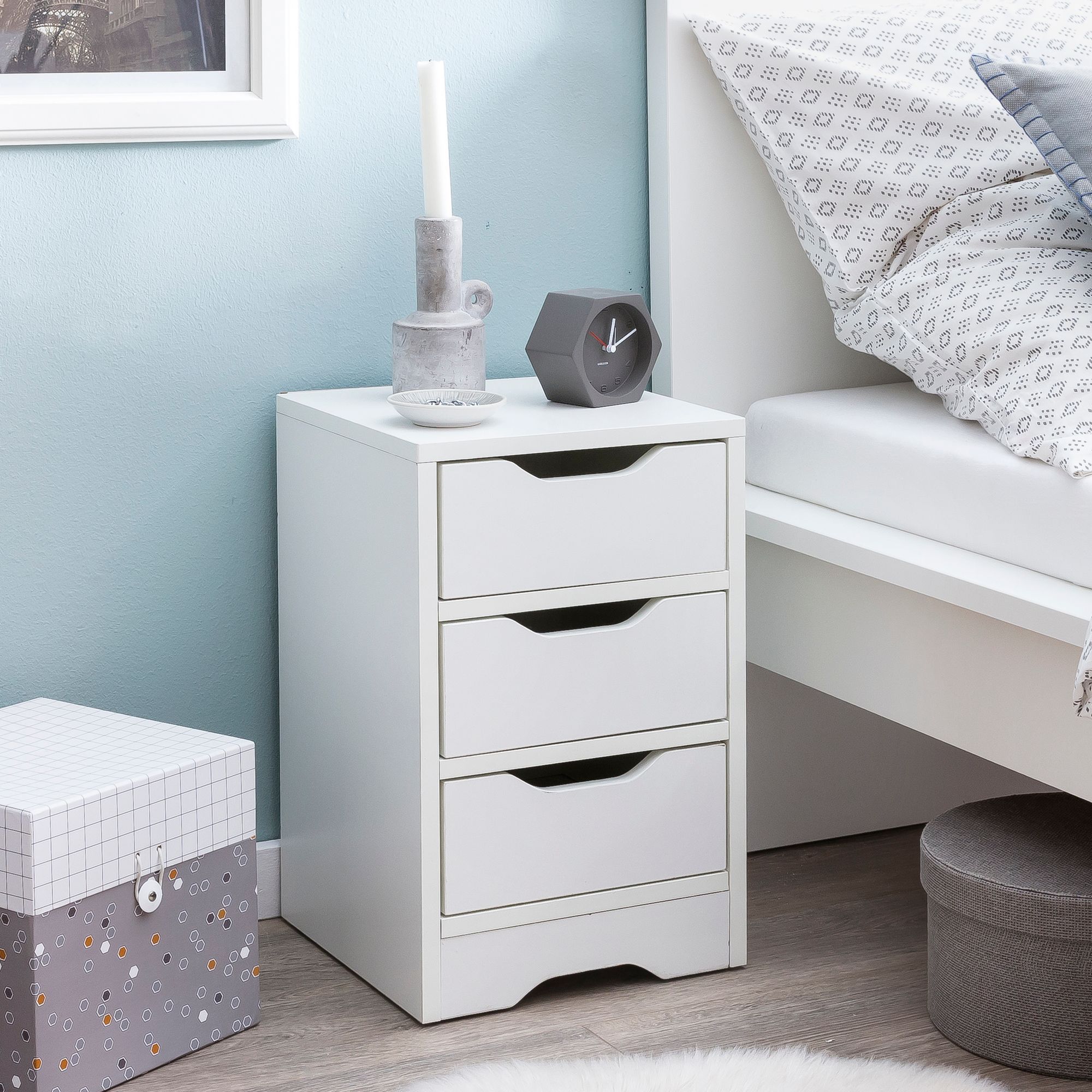 Bedside Table 31x49x31 Cm With 3 Drawers, Nightstand With Storage, Simple Modern Nightstand, Small Bedside Table For Bedroom