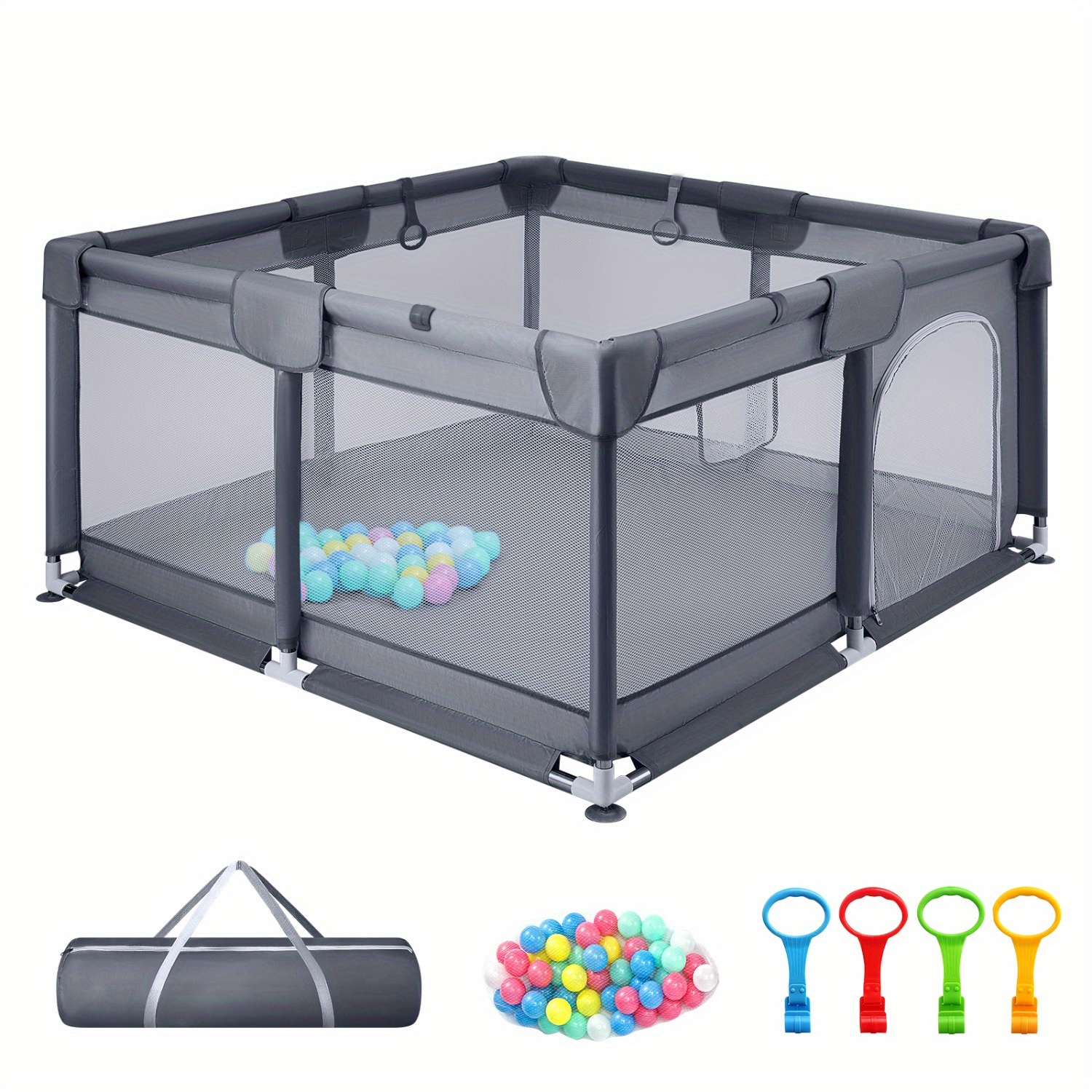 4 Sides Playpen by house & Round Zipper Door PlayPen 127x127cm/180*150cm
