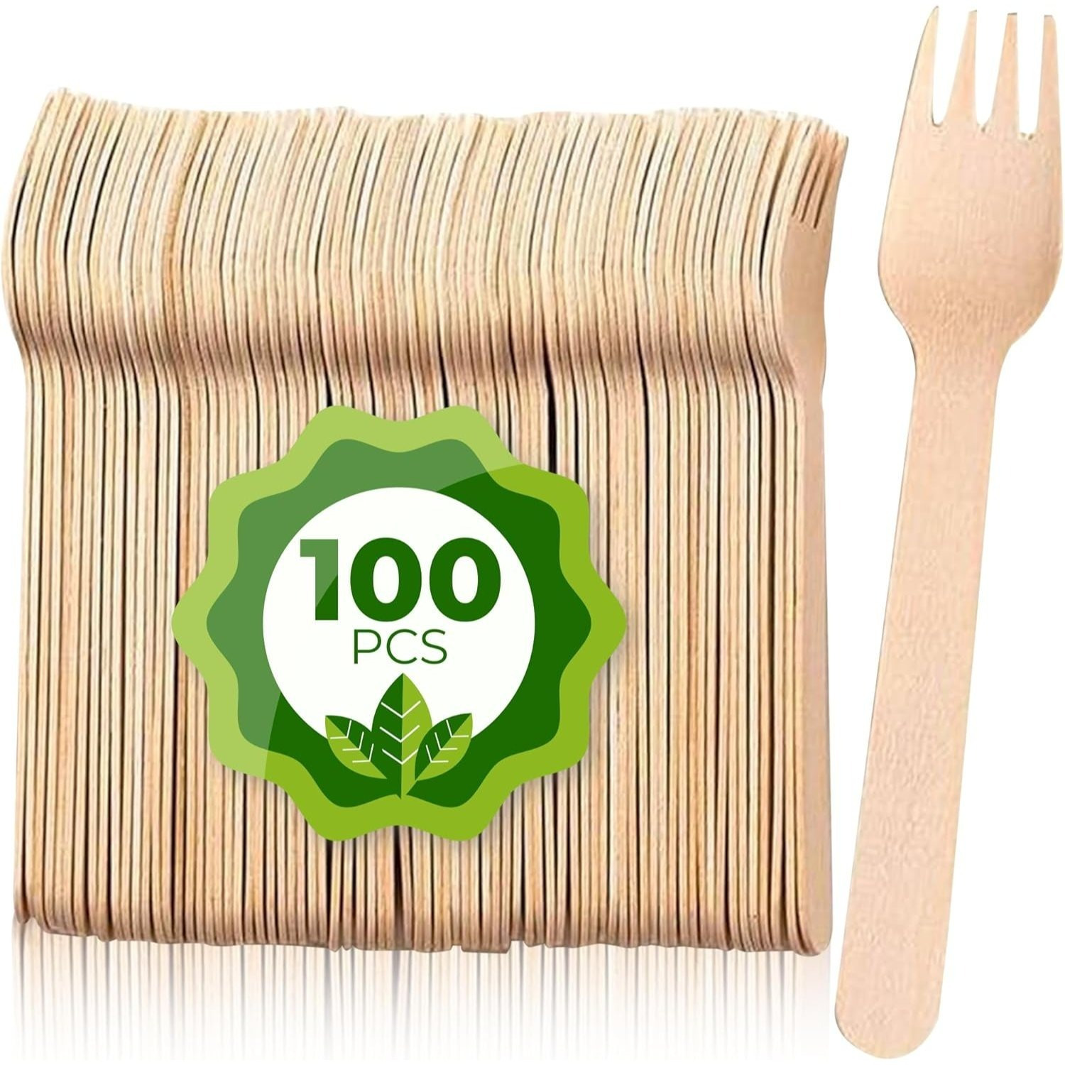 100pcs wooden forks for parties picnics weddings office indoor outdoor events christmas thanksgiving birthday celebrations