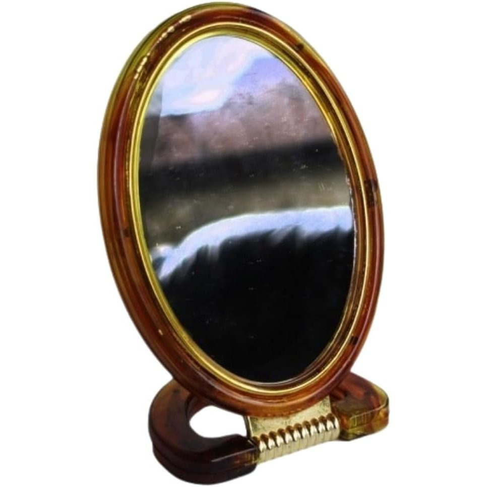 Double-Sided Brown Vanity Makeup Mirror, 1X/Zoom Magnification