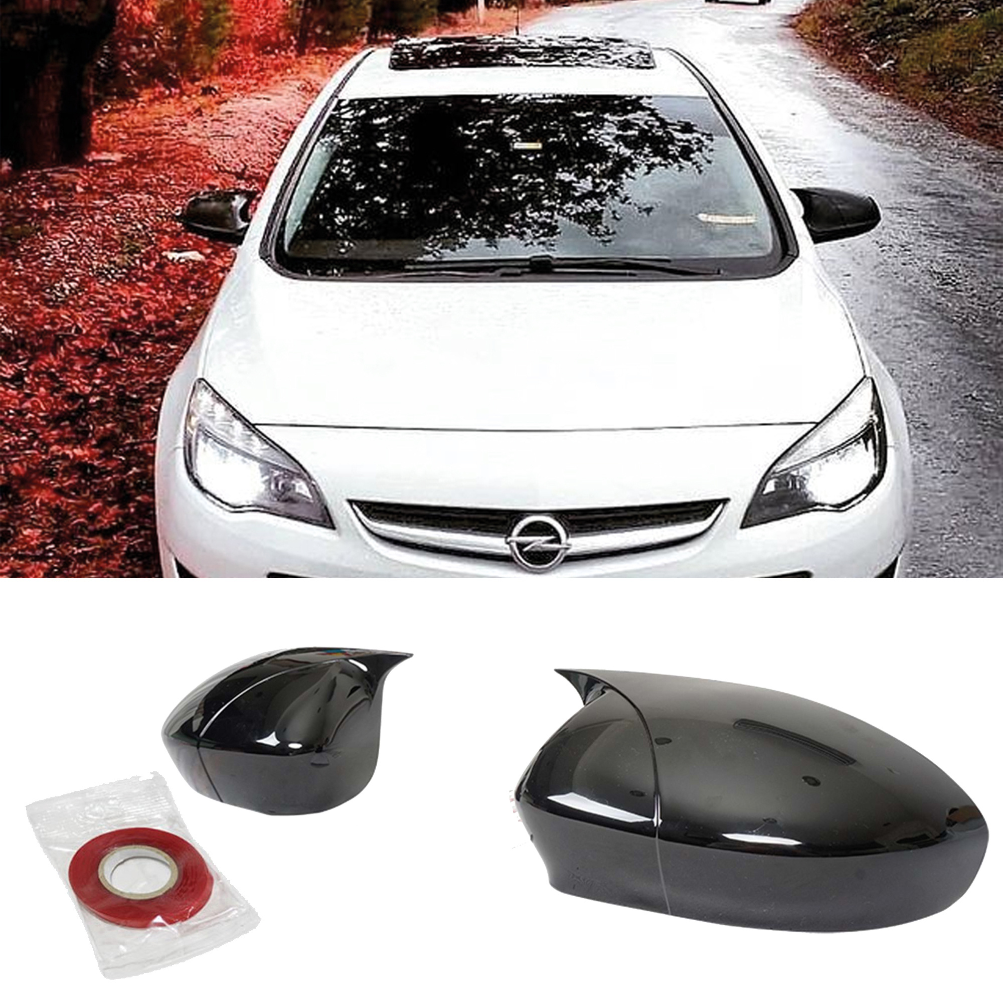 TEMU Couvercle de pour Opel J 2009-2020 HB/SD Accessoire noir brillant BAT MODEL Couvercle de arrière