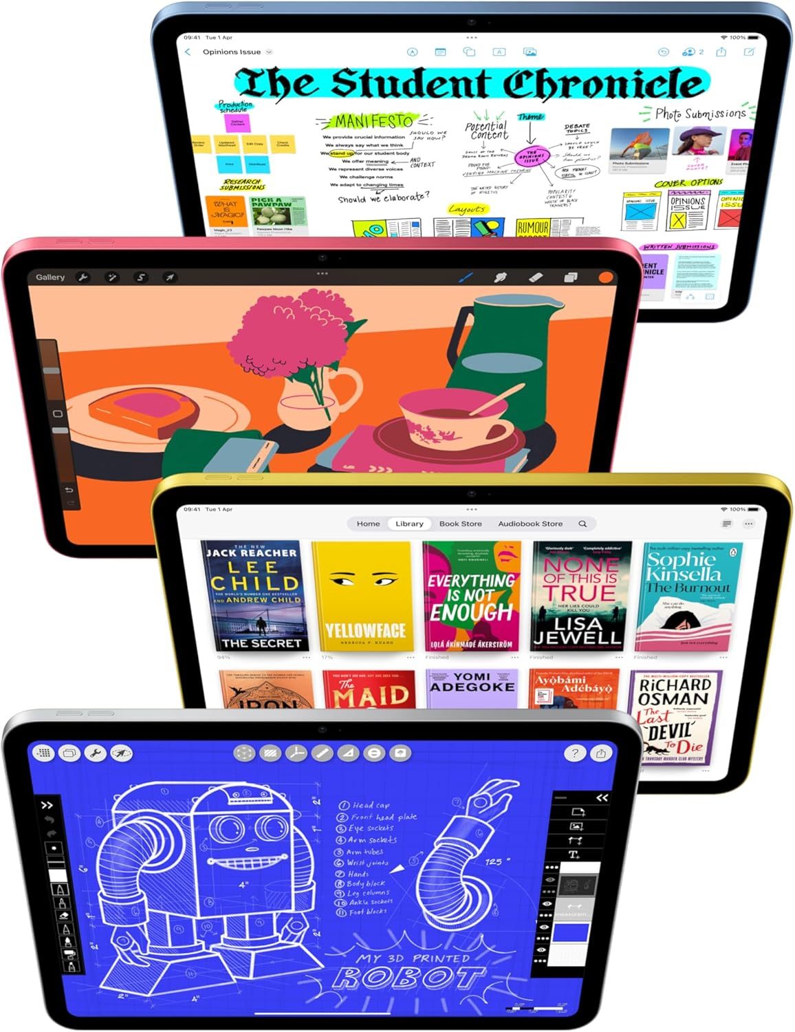 Apple iPad 11-inch: A16 chip, 11-inch Model, Liquid Retina Display, 128GB, Wi-Fi 6, 12MP Front / 12MP Back Camera, Touch ID, All-Day Battery Life — Yellow / UK SELLER