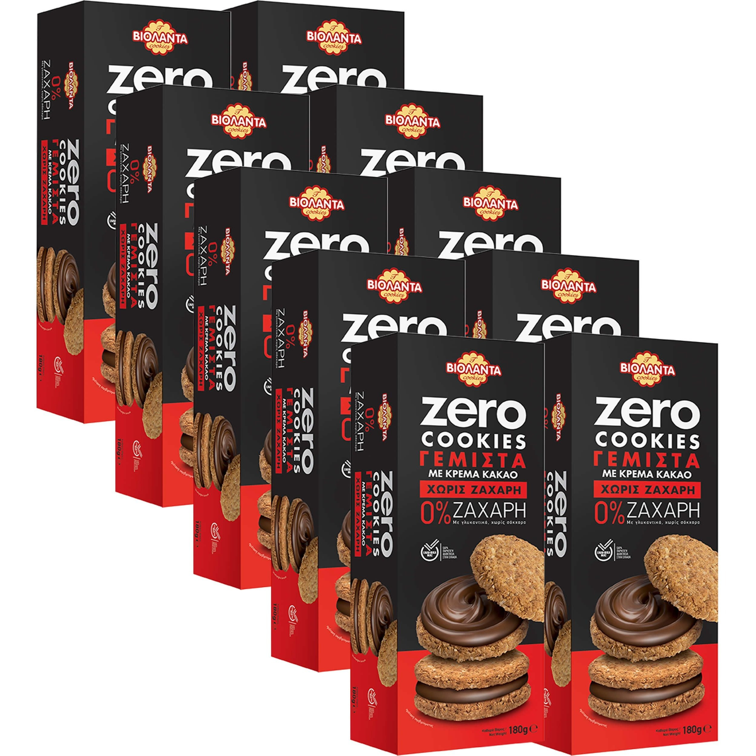 Image of Cocoa Sandwich Filled With Cocoa Cream, Sugar-free High-fiber From Greece, 10×180 G (1800 G)