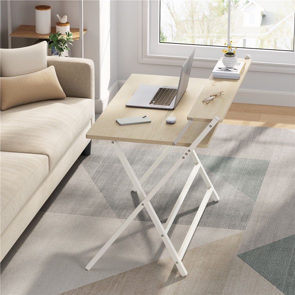 TEMU Escritorio Plegable Costoff con Estación de Trabajo de 2 Niveles, Soporte para Monitor y Mesa de Escritura para Oficina, Hogar, y Espacios