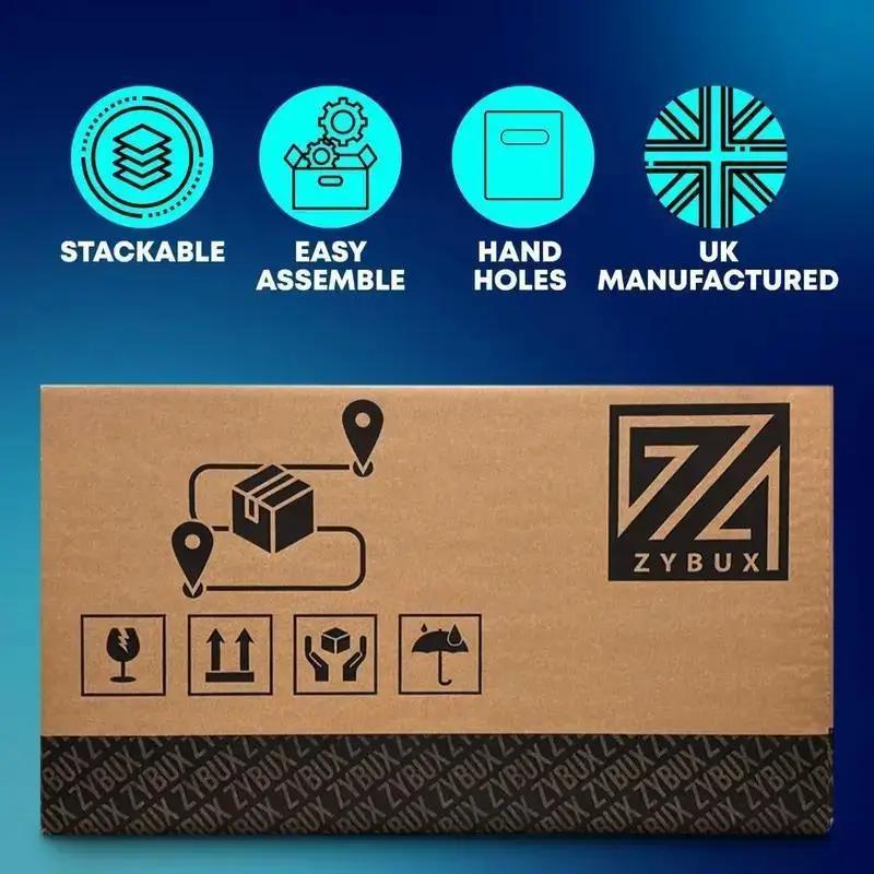 10 extra large strong 48 litre moving and storage boxes cardboard storage packing   boxes with carry handles and room list 52cm x 32cm x 32cm 20 x 12 x 12
