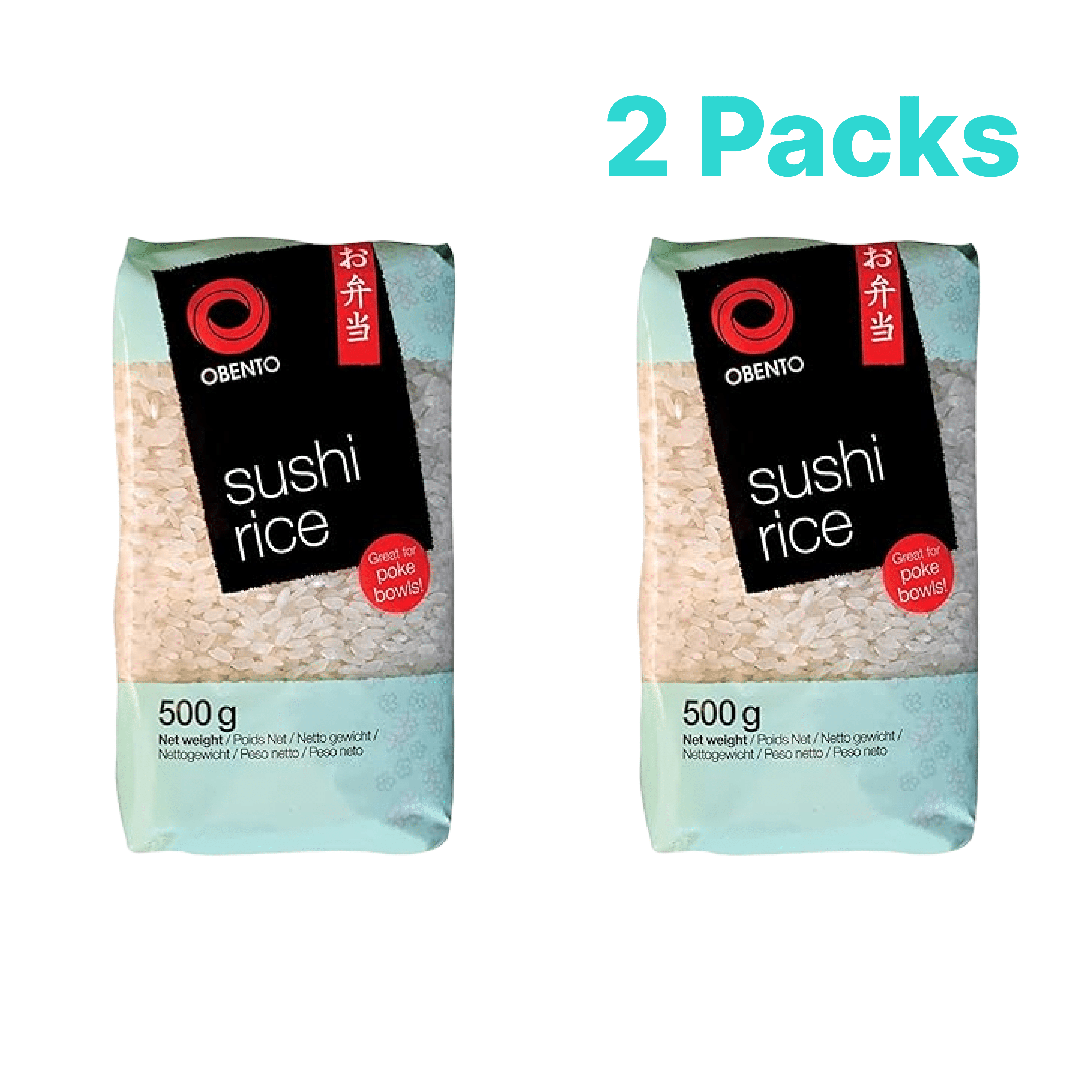 Image of 2 Packs Obento Sushi Rice Sticky 2x500g – Round-grain Sushi Rice With Perfect Stickiness – Ideal For Maki, Nigiri & Onigiri