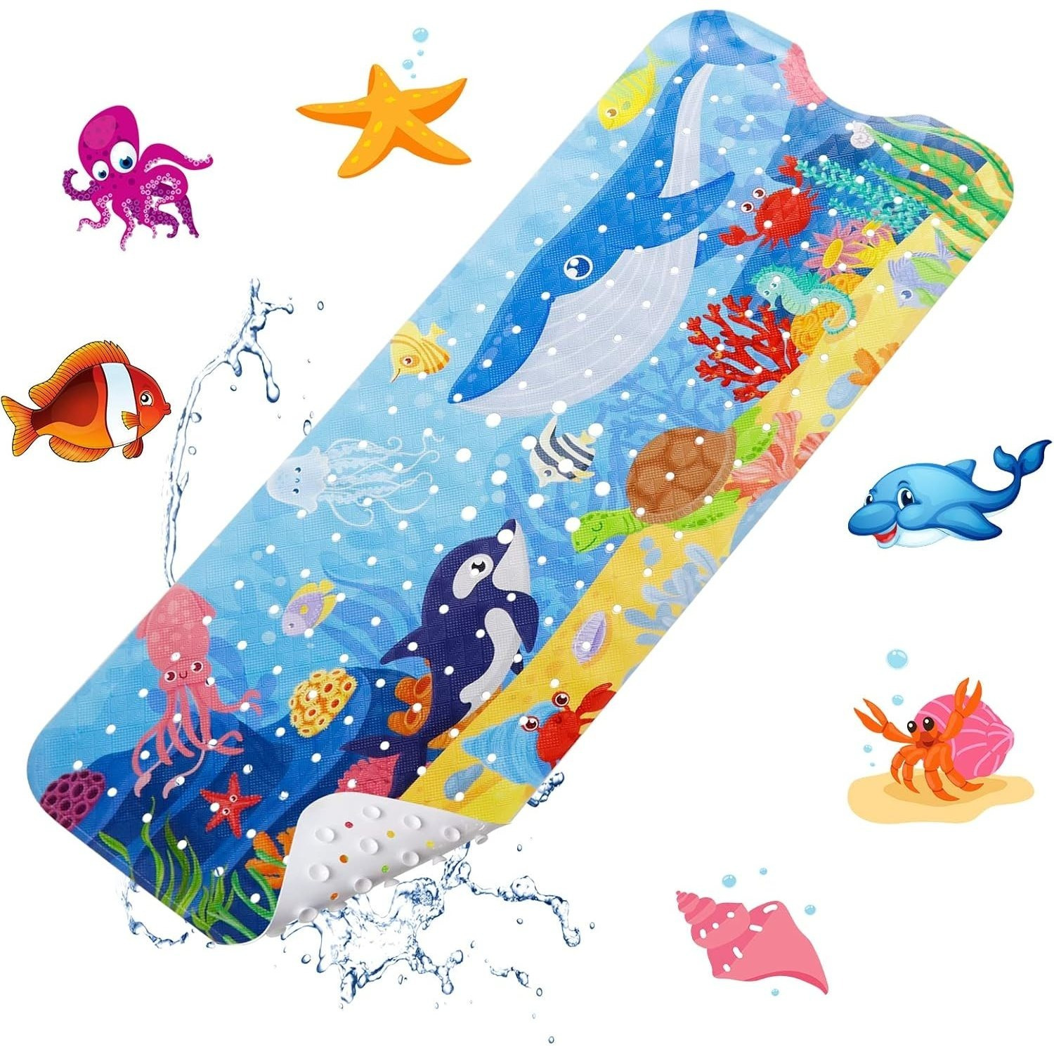 E-shop Badematte, 100 x 40 cm, Duschmatte, rutschfeste Matte, für Badewanne und Dusche, PVC-Badezimmermatte, mit Saugnapf und maschinenwaschbar