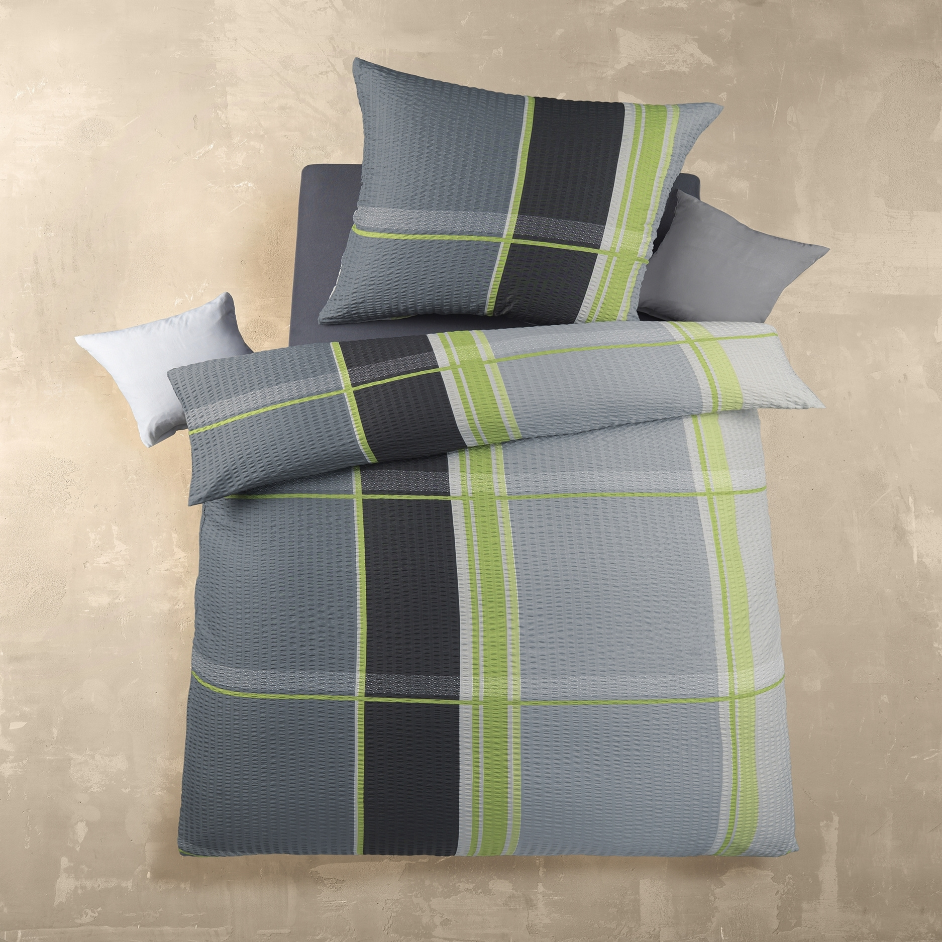 Seersucker Bed Linen 135x200 Cm Made Of 100% Microfiber, Summer Bedspread 135 X 200, Light & Wrinkle-free, Checked