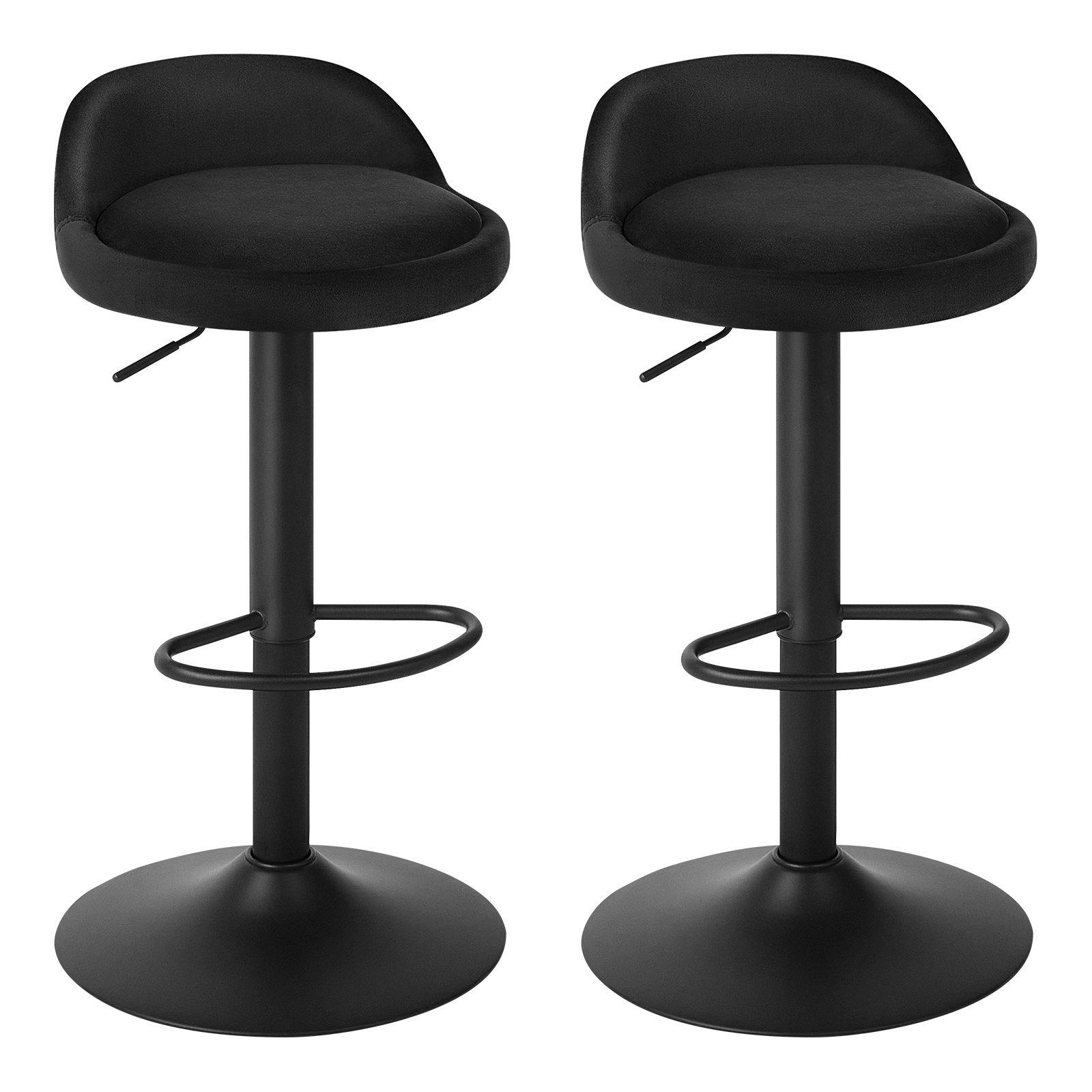 2/4pcs Bar Stools, Chair, Bar Stool With Low Backrest, Kitchen Stool With Footrest, Load 150kg, Height Adjustable (62-84cm/24.4-33in), Velvet And Metal