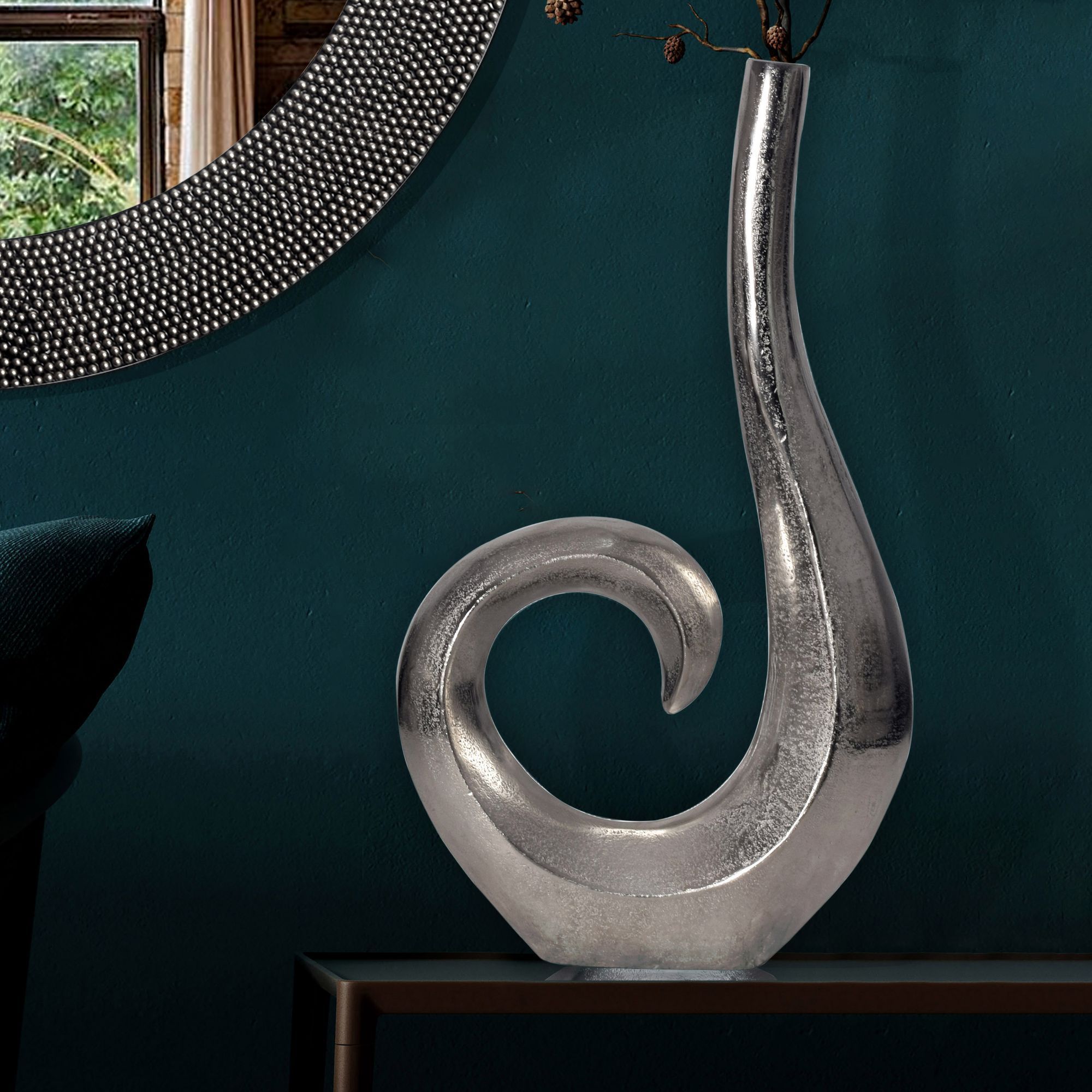 Image of Decorative Vase 47 Cm Aluminum Spiral Flower Vase, Modern Small, Extravagant Decorative Vase For Flowers, Aluminum Table Vase, Home Decor, Table Decor, Handcrafted
