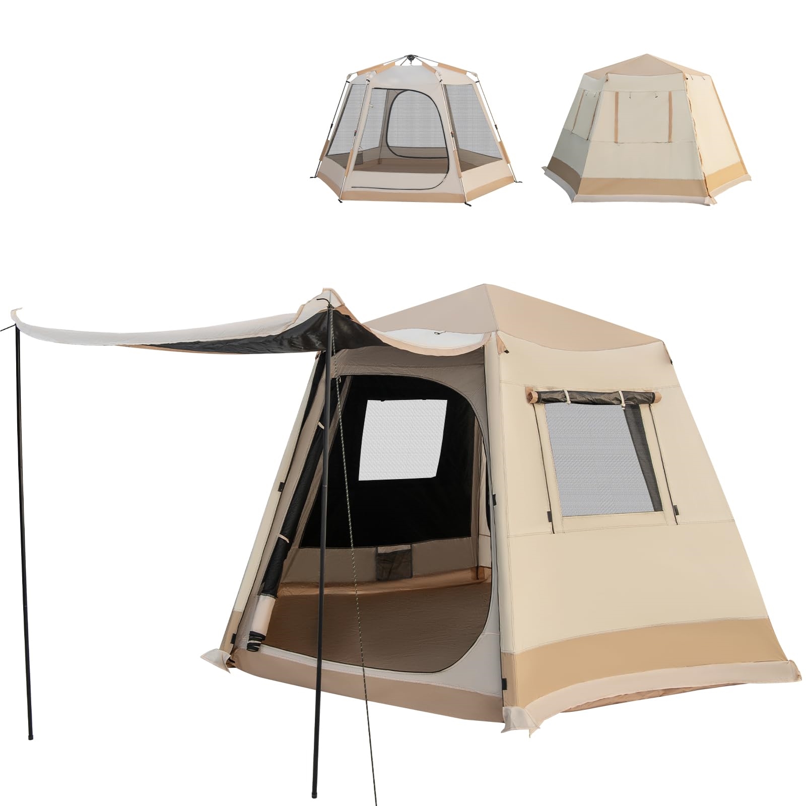 Image of Tent For 4-6 People, Camping Tent With Awning, Large Tunnel Tent With Sewn-in Tent Floor, Waterproof, 2500 Mm Water Column, Uv Protection 50+, Family Tent With Carrying Bag
