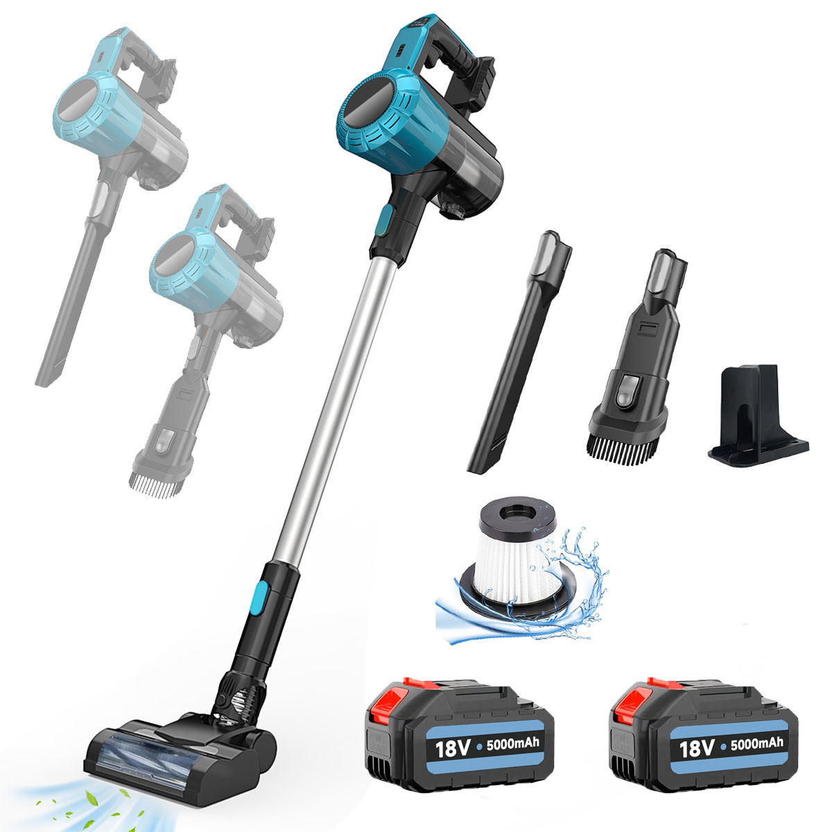 TEMU Handheld Vacuum Cleaners, 3 In 1 Cordless Upright Vacuum Cleaners, Electric Vacuum Cleaner For Hardwood Floors, Carpets, Pet Hair, Car, 2 X