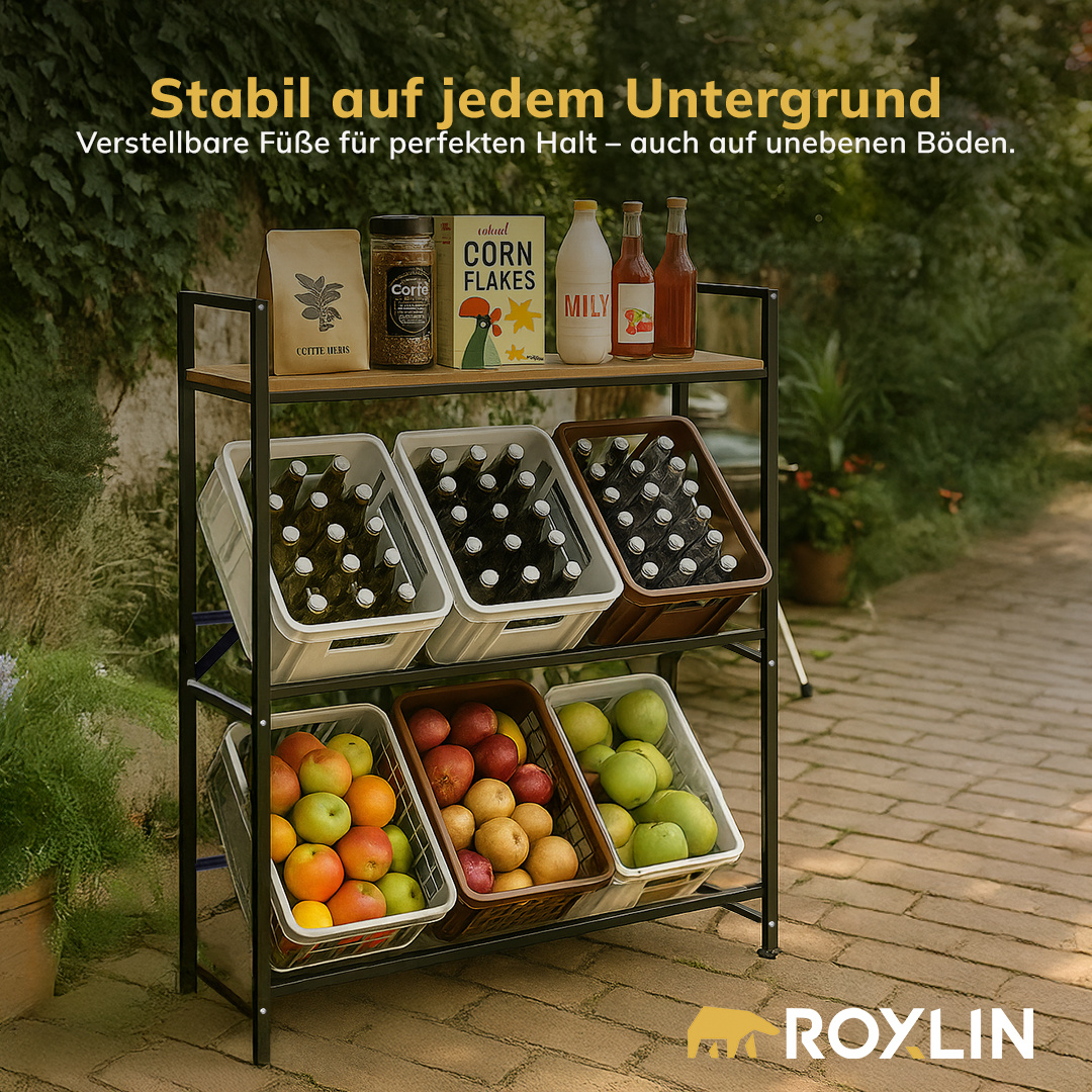 Roxlin Beverage Crate Shelf For 6 Crates - For 6 Beverage Crates - Shelf With Storage Space, Ideal For Kitchen, Cellar Or Storage Room.