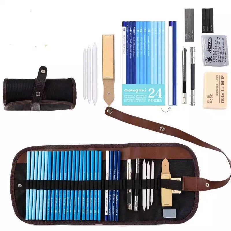 TEMU SET DE LAPICES DE DIBUJO, 34 PIEZAS CONJUNTO DE LAPICES DE DIBUJO, LAPIZ KIT PARA NIÑOS ADULTOS Y PROFESIONALES, CON LAPICES GRAFITO E LAPICES