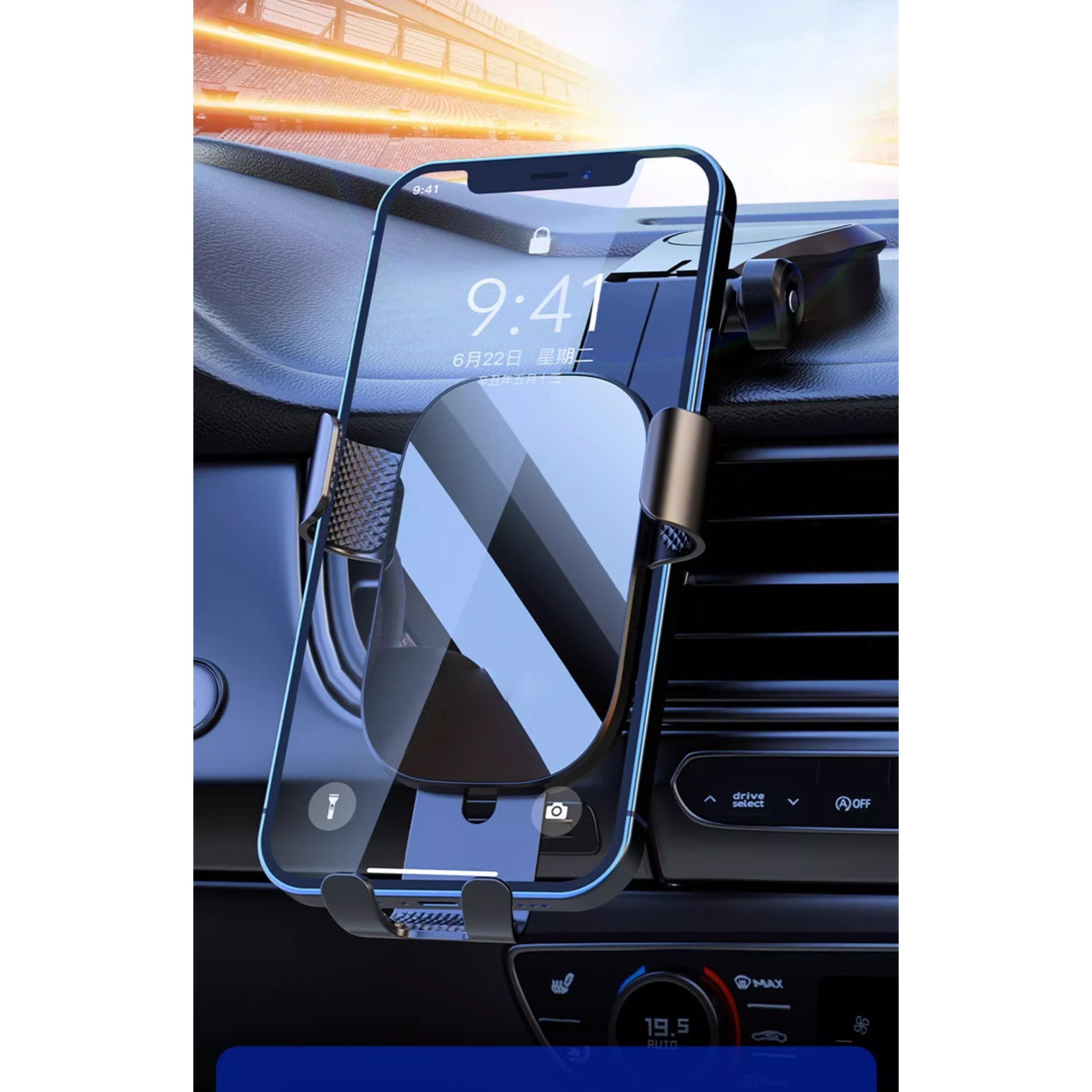 TEMU Soporte de brazo plegable con para salpicadero de coche, de aire, para coche, de soporte para teléfono móvil, adhesivo antivibración