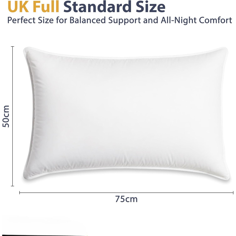 ELAFY Feather & Down Pillow Luxury Hotel Quality Duck Feather & Down Pillows Cover 100% Microfiber Extra Filled for Deep Sleep Comfort PACK of 1, 2 Size 48x74cm