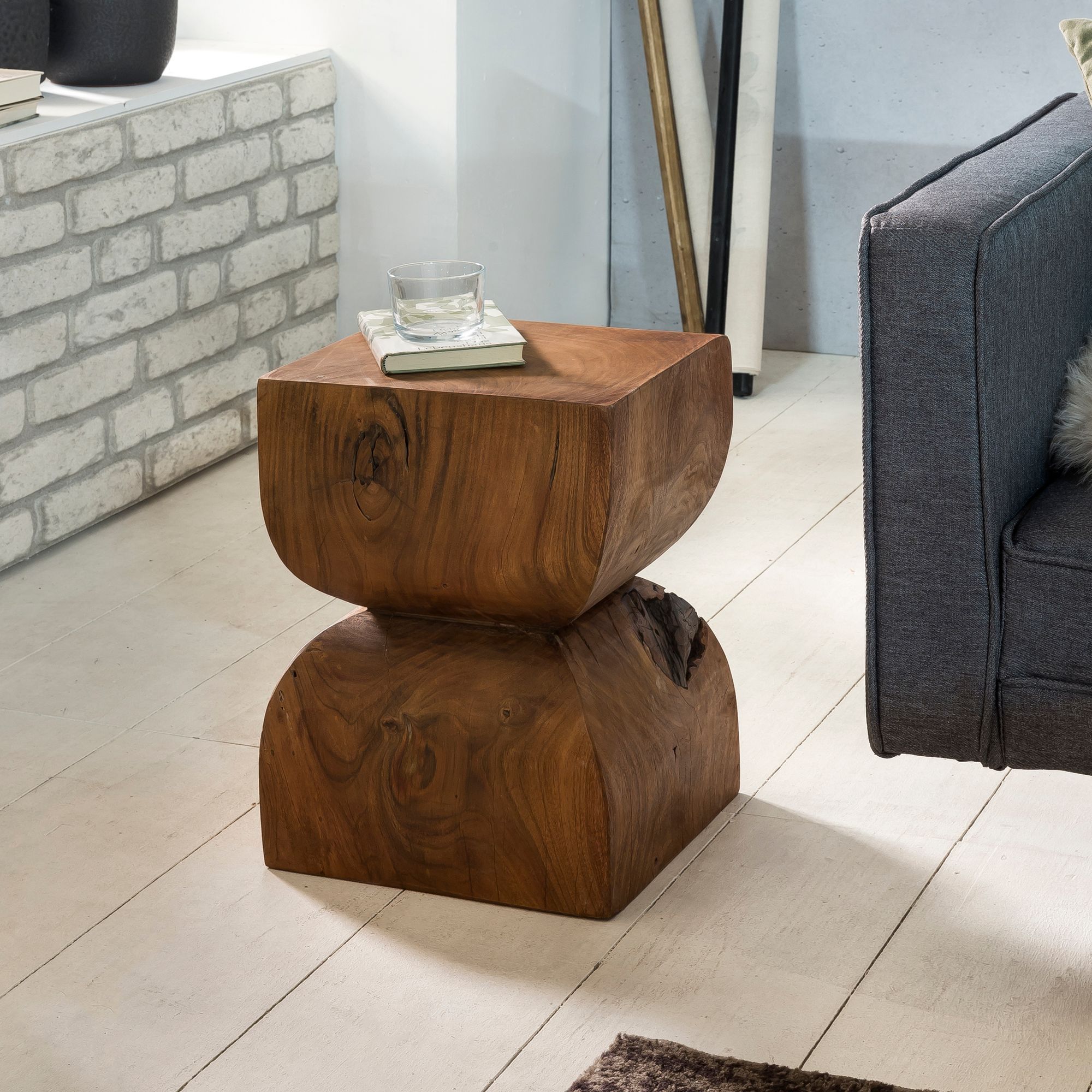Side Table Fb43540 Solid Wood 30x45x30cm Rustic Decorative Table, Small Flower Table, Wooden Table, Small Sofa End Table Brown | Small Genuine Wood Table, Living Room Side Table With Storage
