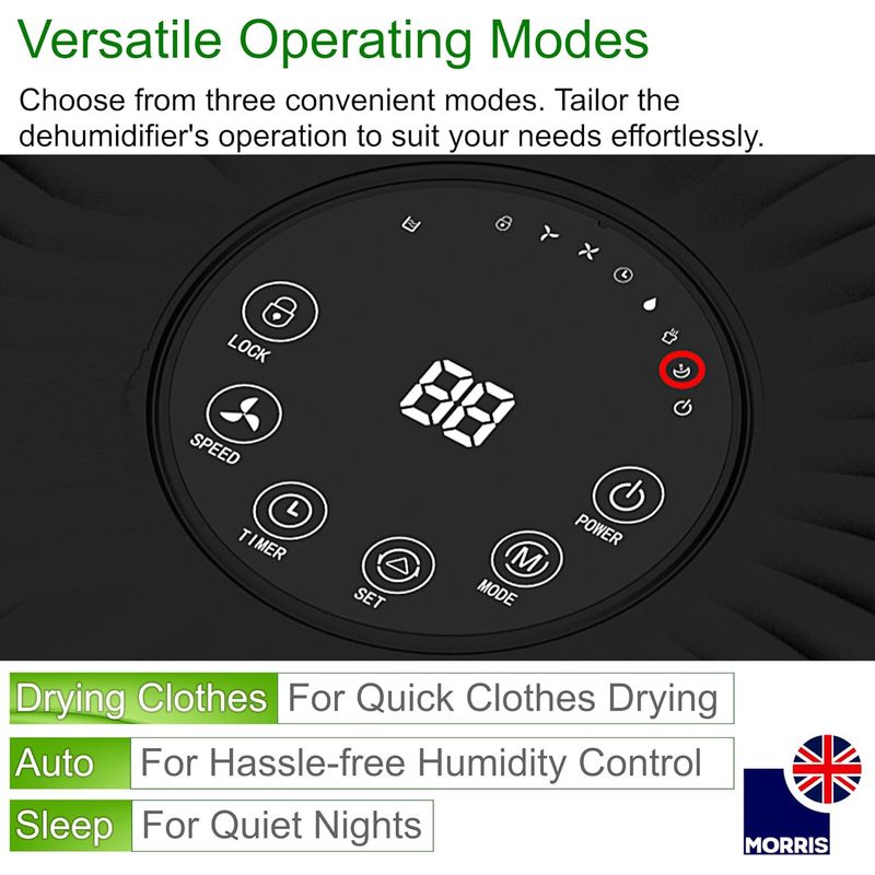 Morris 12L Dehumidifier for Mould and Moisture Extraction