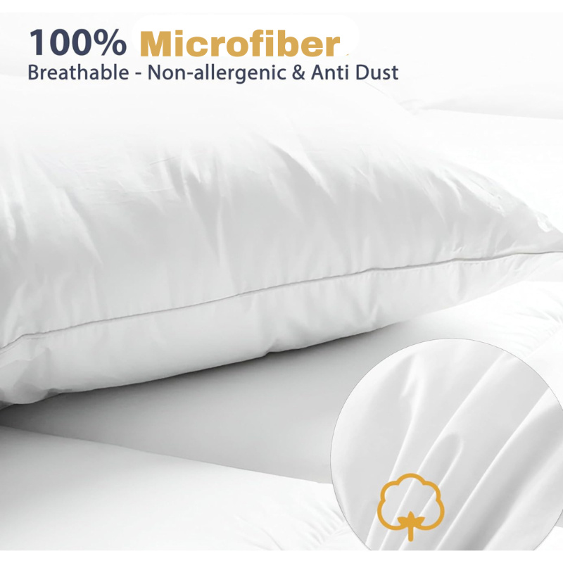 ELAFY Feather & Down Pillow Luxury Hotel Quality Duck Feather & Down Pillows Cover 100% Microfiber Extra Filled for Deep Sleep Comfort PACK of 1, 2 Size 48x74cm