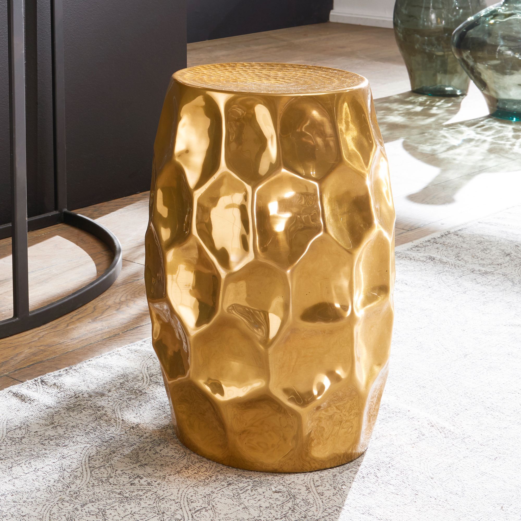 Side Table 30 X 30 Cm Aluminum Decorative Oriental Round Table, Small Finish End Table, Modern Designer Metal Storage Table, Slim Small Accent Table