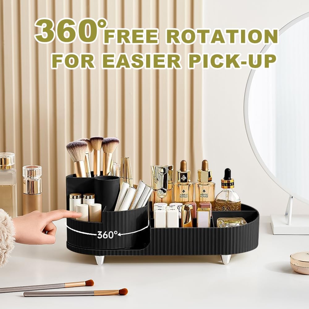 TEMU 360 Rotating Makeup Organiser Storage Large Capacity Cosmetic Organiser For Lipsticks Perfume Skincare Organizer For Vanity & Dressing Table