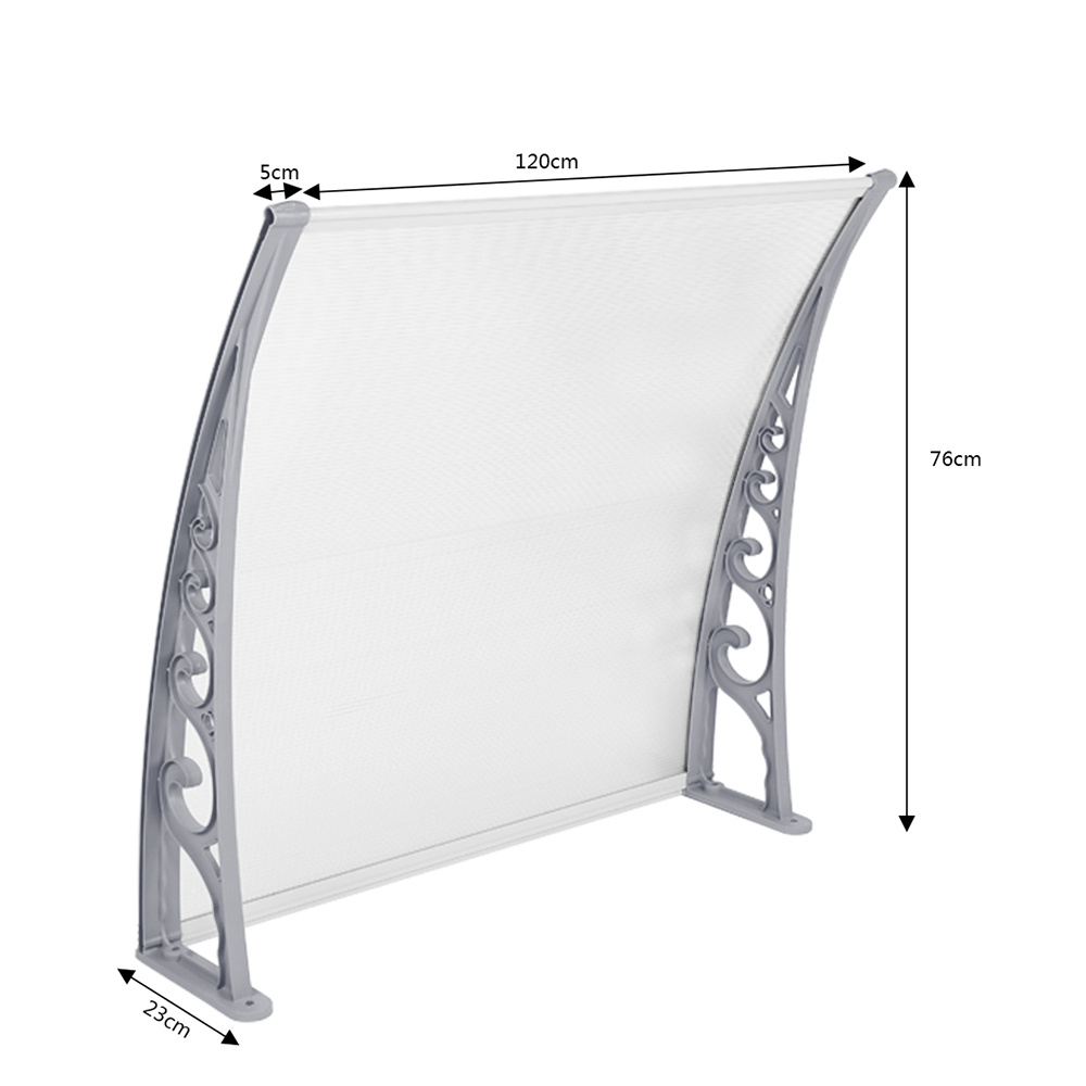 E-shop 80x120cm Fenster-/Türmarkise, Außenmarkisen aus Polycarbonat mit UPF 50+ und Schutz vor Regen, Schnee, Sonnenlicht und UV-Strahlung,