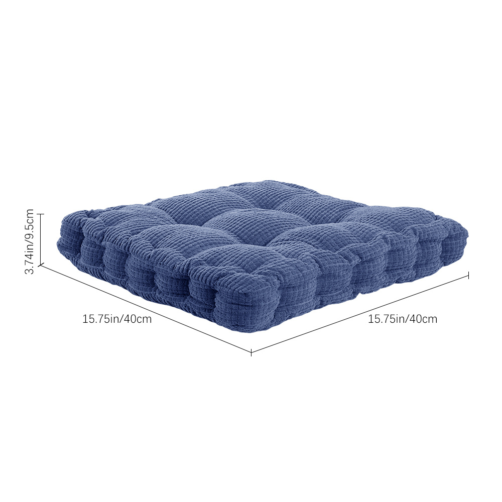Blue Square Thick Non-Slip Cushion, 40cm, Casual Use
