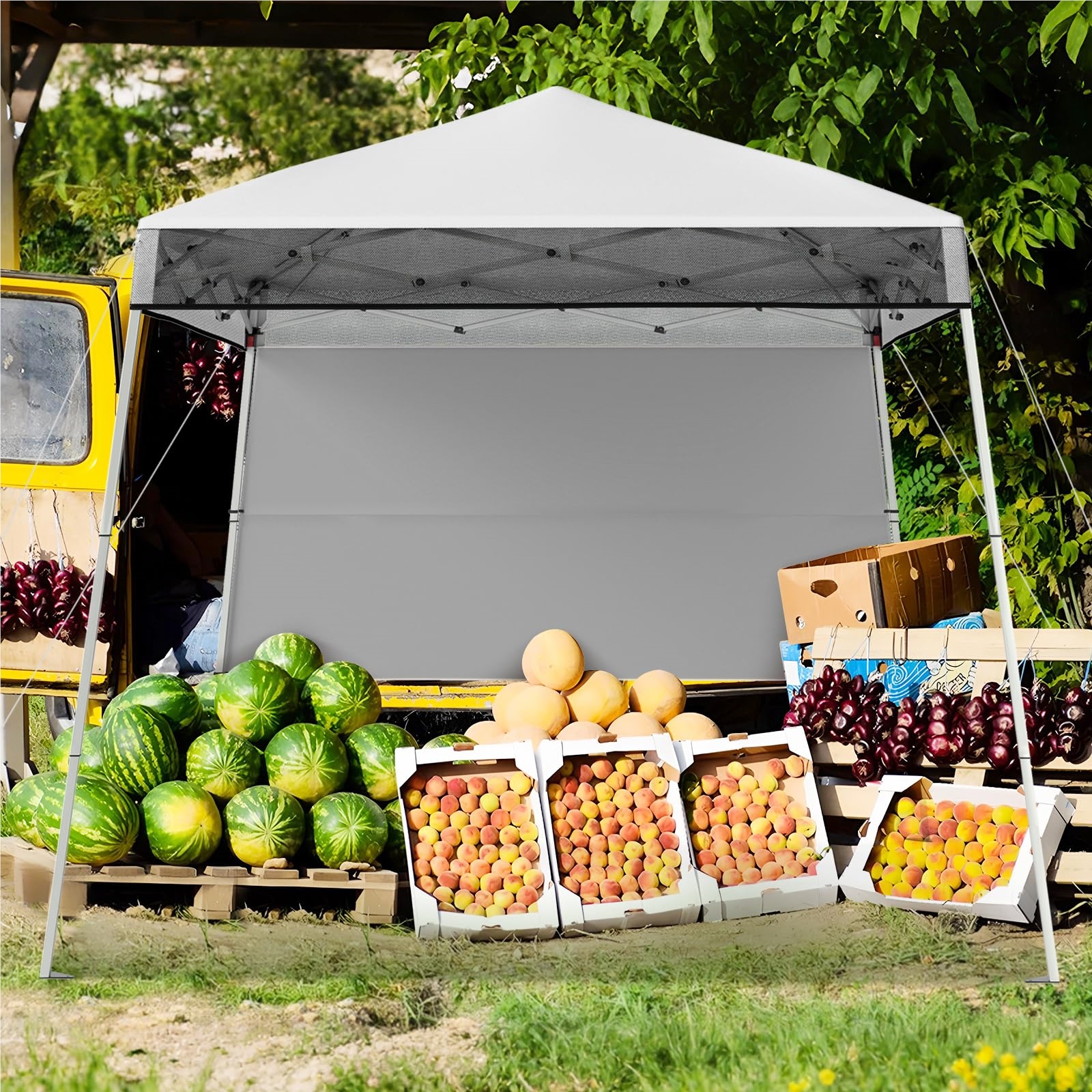 Image of -up Folding Gazebo, Height Adjustable With Side Wall & Ground Stakes, Waterproof & Sun Protection Party Tent Garden Tent With Carry Bag, Garden For Garden, Party (white)