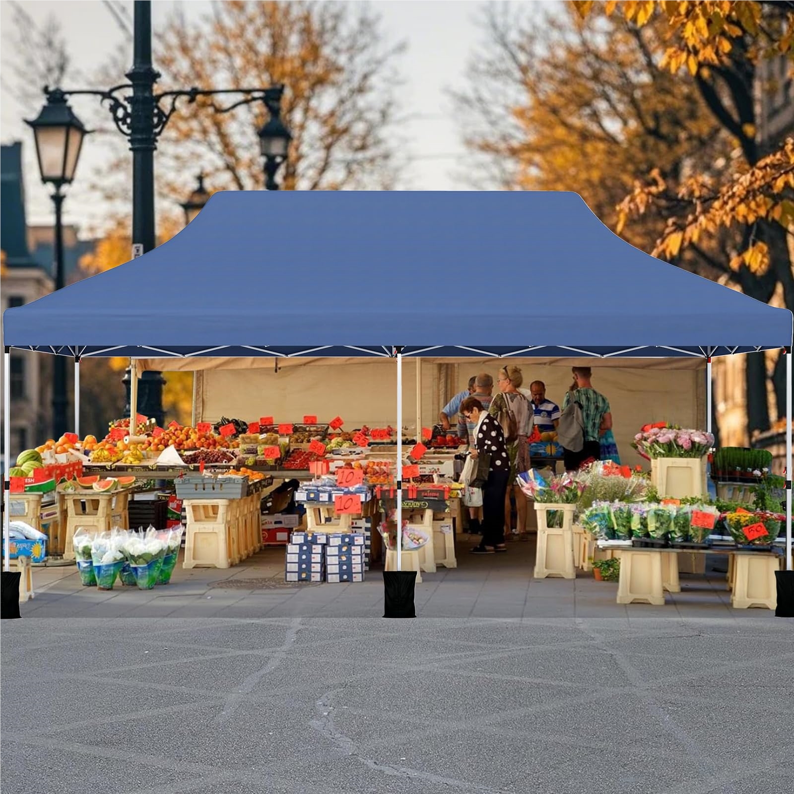 Image of 3 X 6m , Folding , Stable, Winter-resistant, Uv Protection 50+, Height-adjustable Party Tent, Garden With Carrying Bag, For Garden, Wedding, Party (blue)