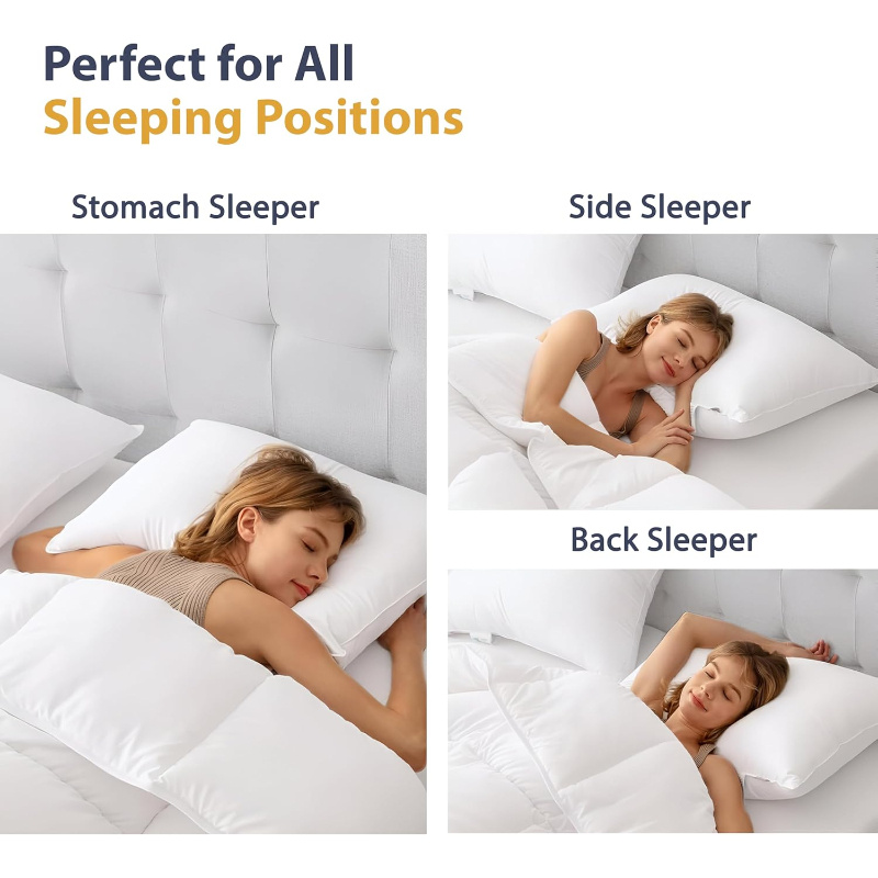 ELAFY Feather & Down Pillow Luxury Hotel Quality Duck Feather & Down Pillows Cover 100% Microfiber Extra Filled for Deep Sleep Comfort PACK of 1, 2 Size 48x74cm