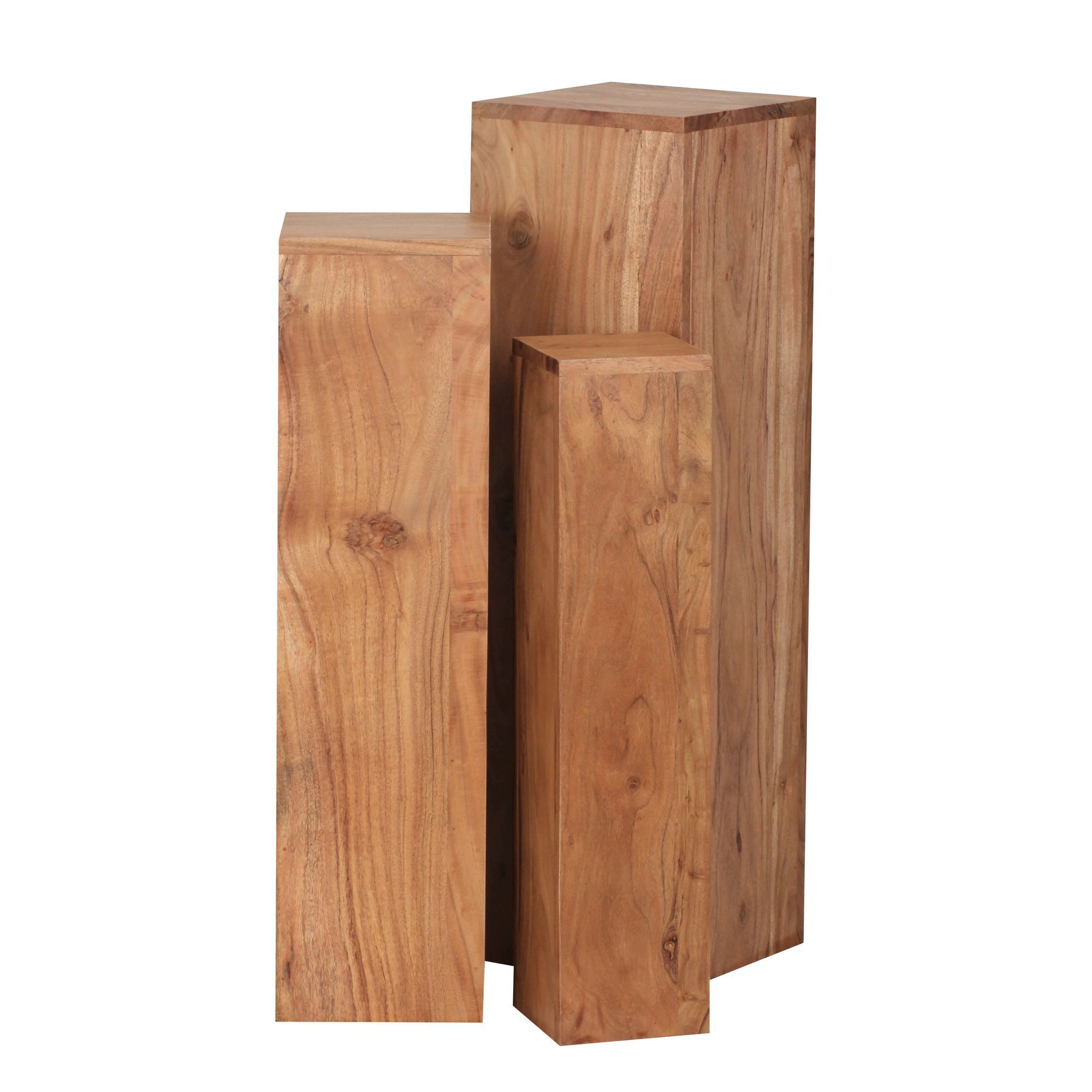 Side Table 3pcs Set Solid Wood Table Set, Square Modern Column Table, 3-part Plant Stand, Flower Stand Living Room, Plant Stool Flower Stool Decorative Column