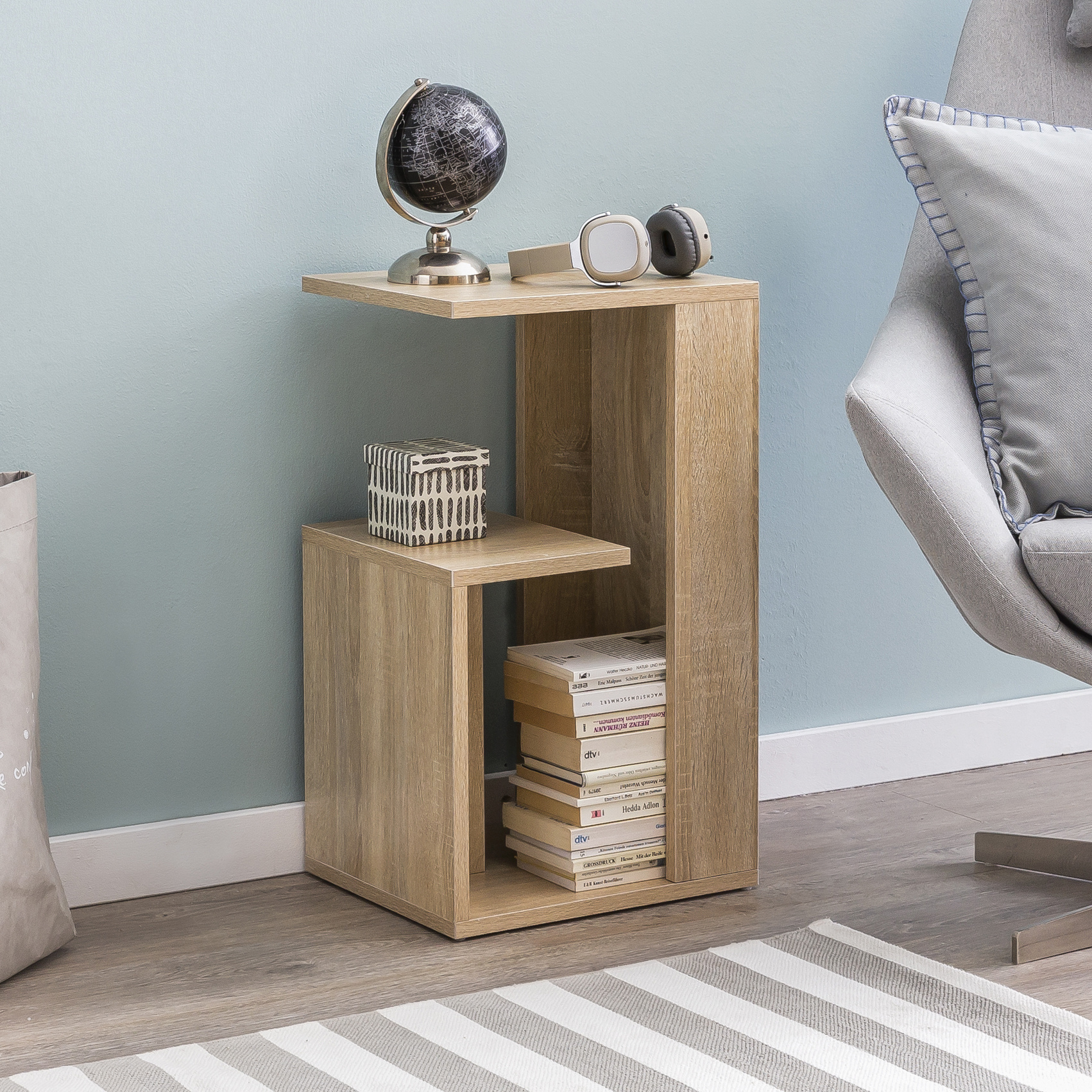 Side Table 35x61x30 Cm Wood Design End Table For Sofa, Small Modern Coffee Table, Small Room Table, High Sofa Table With Storage, Narrow Living Room Table