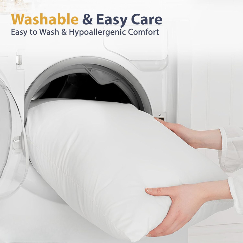 ELAFY Feather & Down Pillow Luxury Hotel Quality Duck Feather & Down Pillows Cover 100% Microfiber Extra Filled for Deep Sleep Comfort PACK of 1, 2 Size 48x74cm