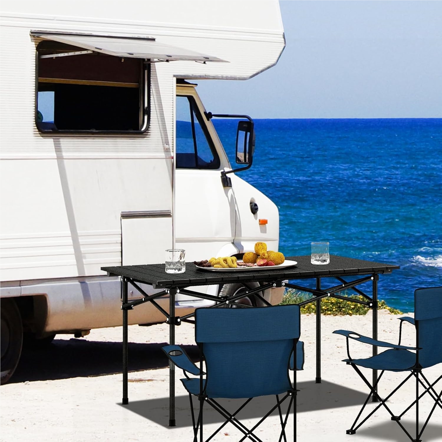 Image of Folding Camping Table, Portable Folding Table With Carry Bag, Aluminium Picnic Table For , Folding Table For Camping