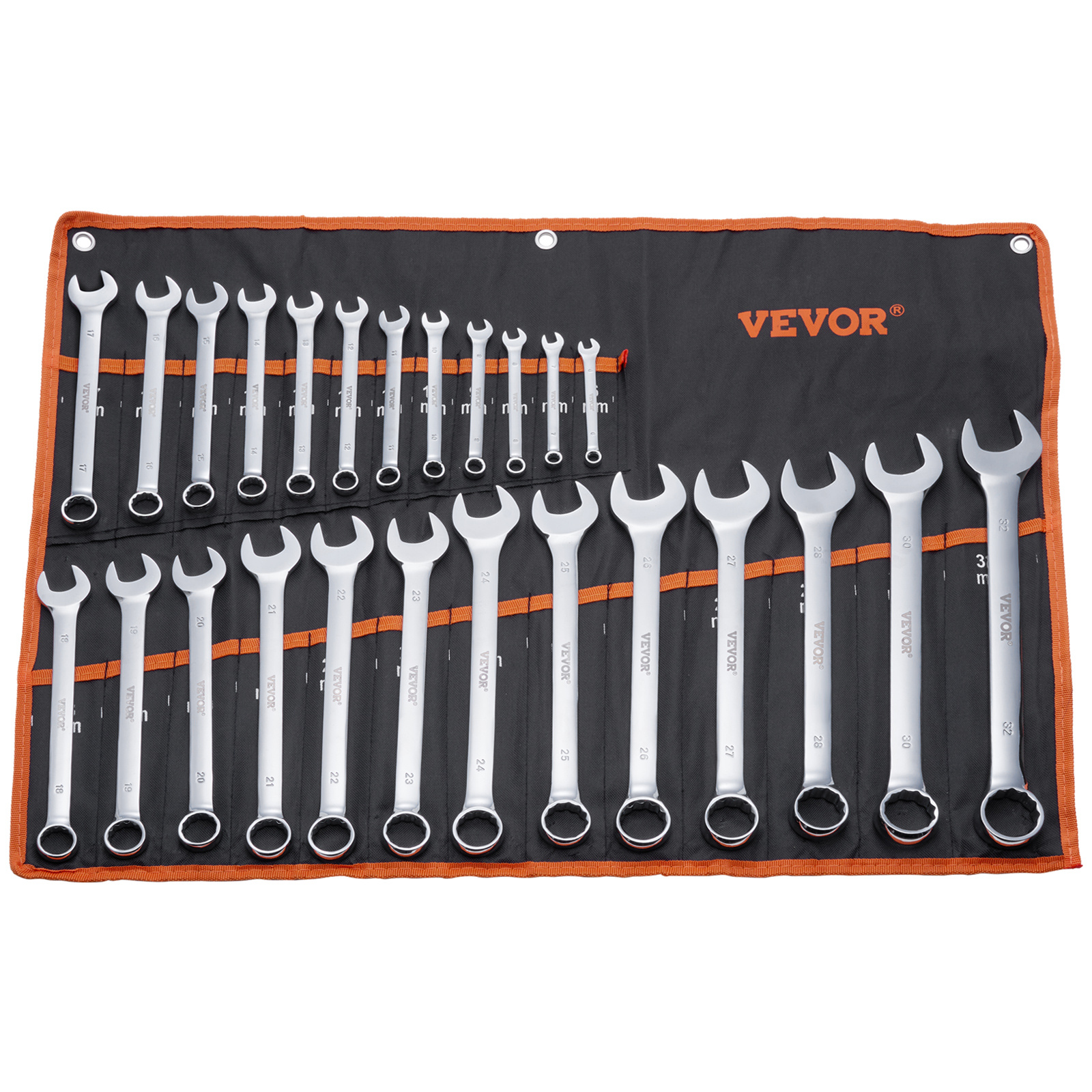 Vevor Combination Wrench Set 25pcs Metric 6 Mm To 32 Mm With Roll-up Pouch