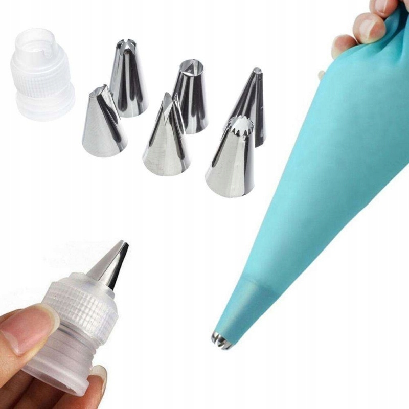Image of Silicone Cake Decorating Bag Set, 6-piece, For Fondant And Icing