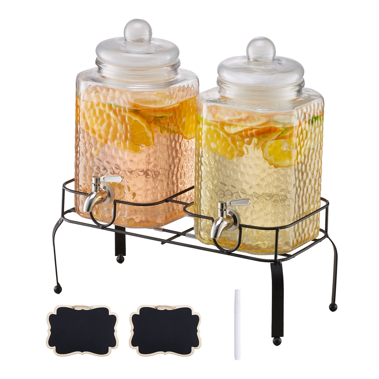 Drink Dispenser 1.5 Gal Beverage Dispenser For Parties Glass With Stand 2pcs
